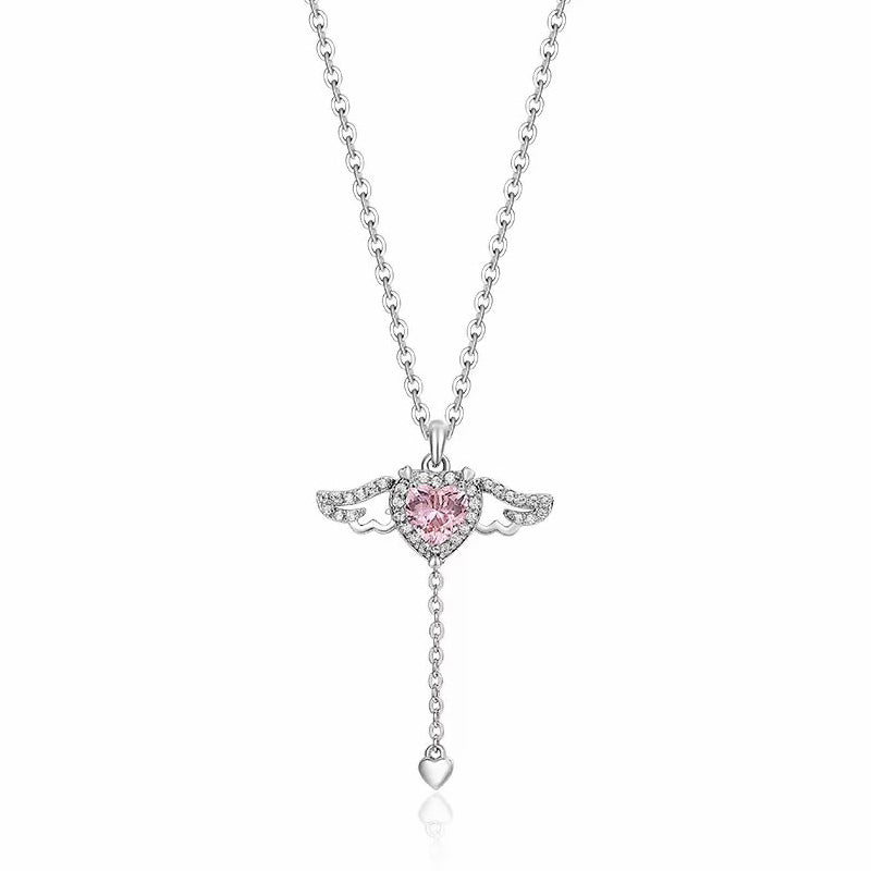 Cupid's Heart S925 Necklace Angel Clavicle Chain