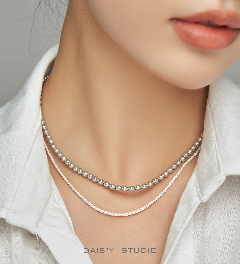 Silver Grey Pearl Necklace