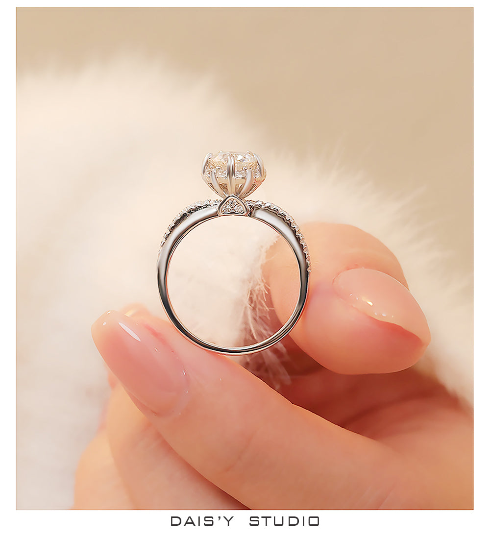 Love from Bottom Heart - Budding Flower | S925 Silver Moissanite Ring 1ct