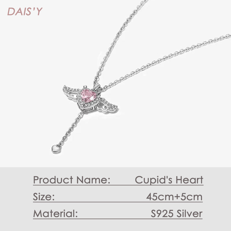 Cupid's Heart S925 Necklace Angel Clavicle Chain